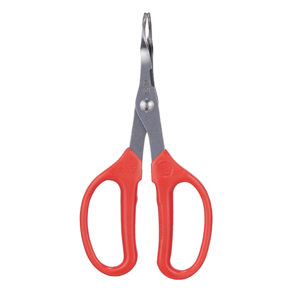 [HWASHIN] Fruites Trimming Scissors P-370, Stainless Steel, Soft PVC Handle, 172 mm